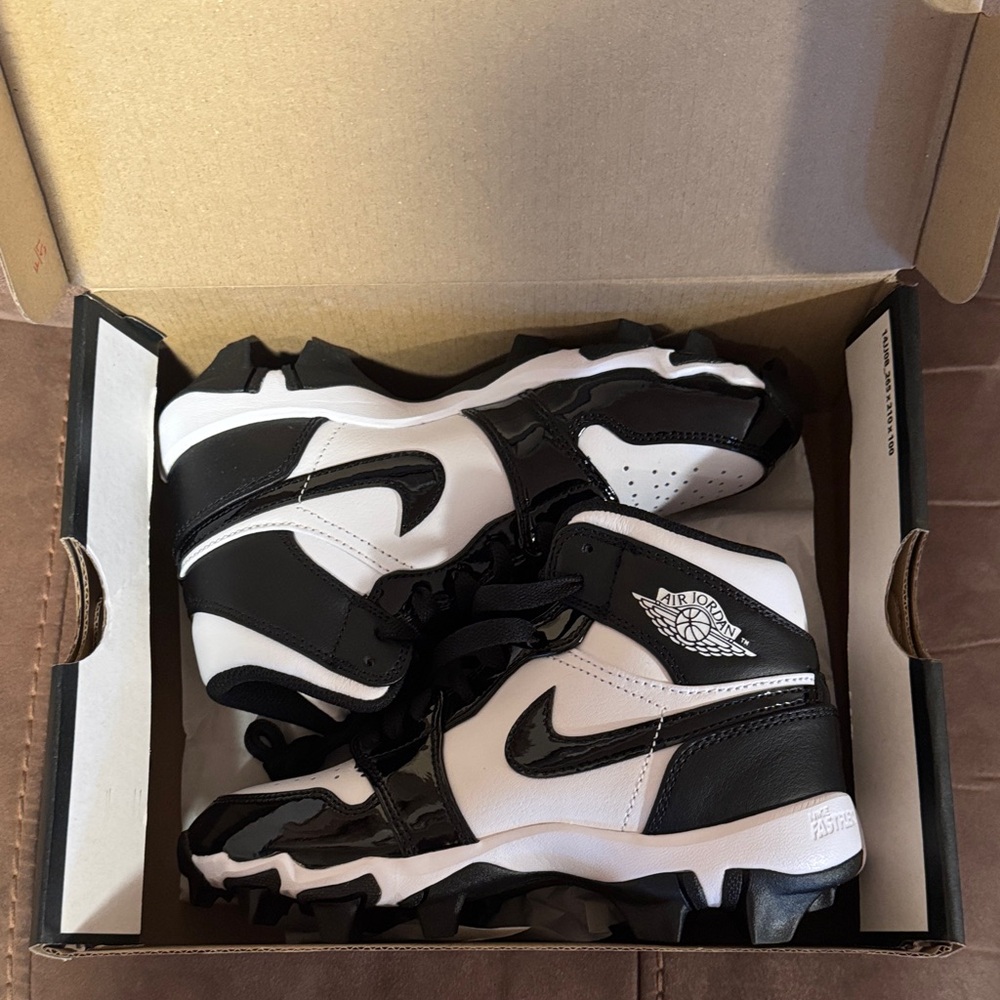 Nike Black and White Kids High-Top Cleat Sneakers